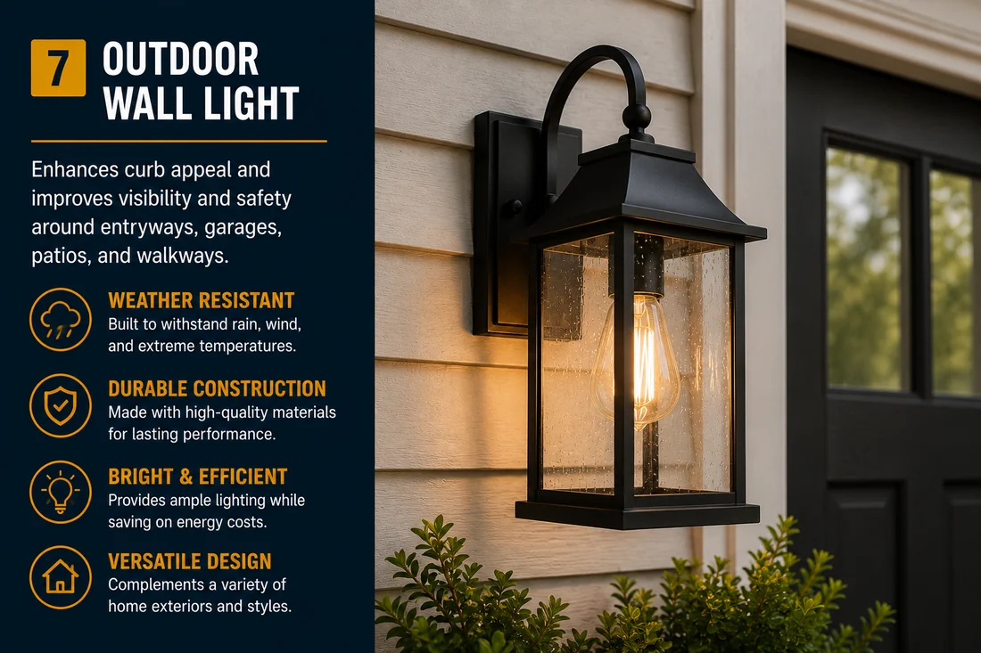 Outdoor wall light — weather-resistant entry, garage and patio lighting