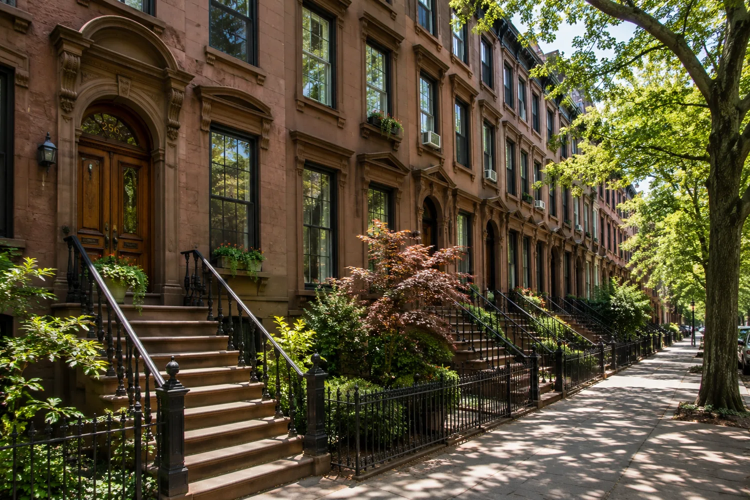 Tree-lined Bronx residential block