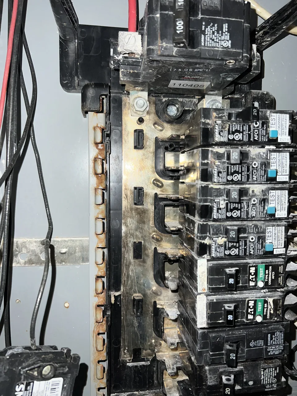 Water-damaged panel replacement (before) in Bushwick, Brooklyn — MP Electric NYC