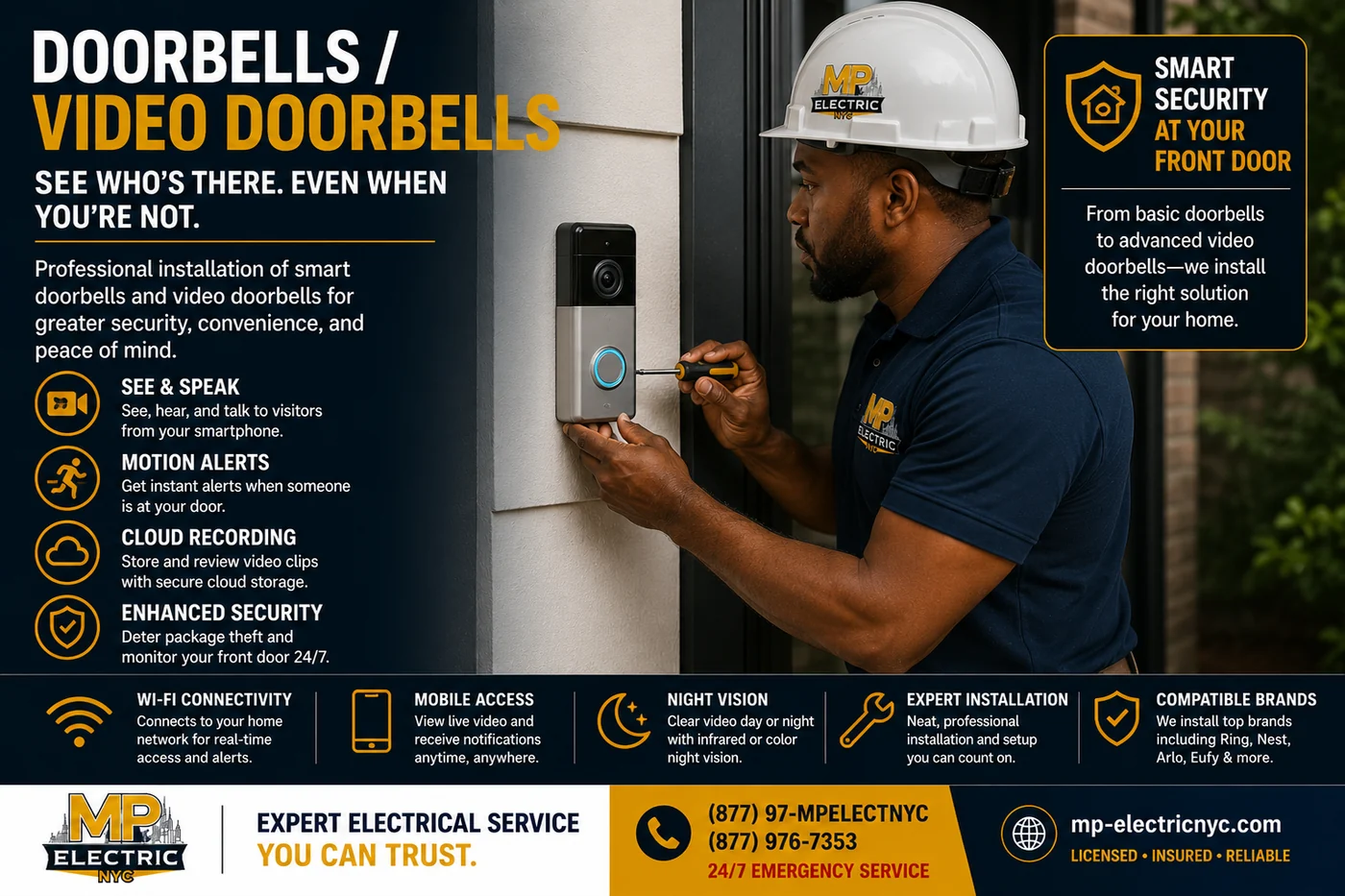 Doorbells and video doorbells installed by MP Electric NYC