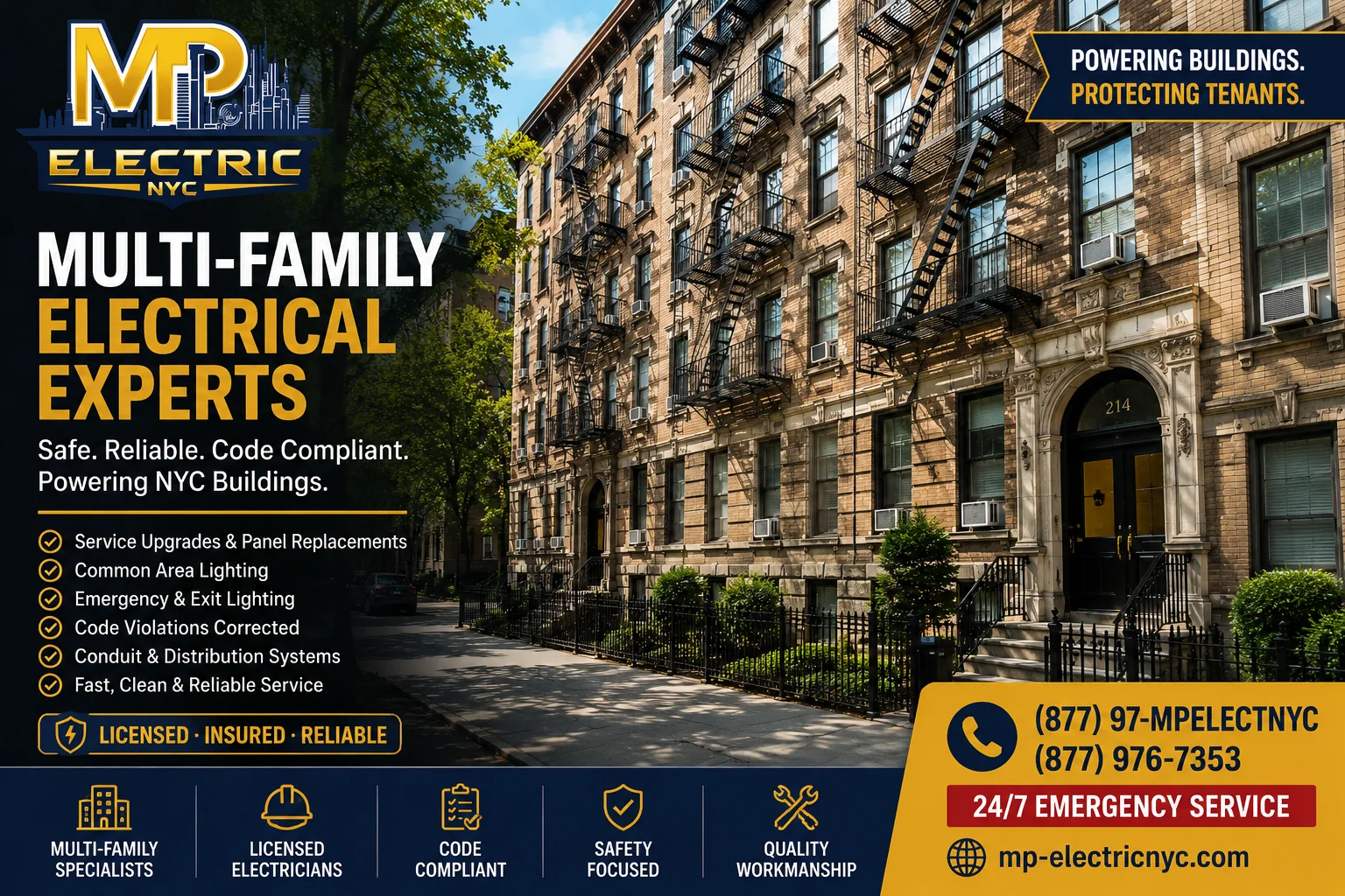 MP Electric NYC — multi-family building electrical experts, licensed & insured