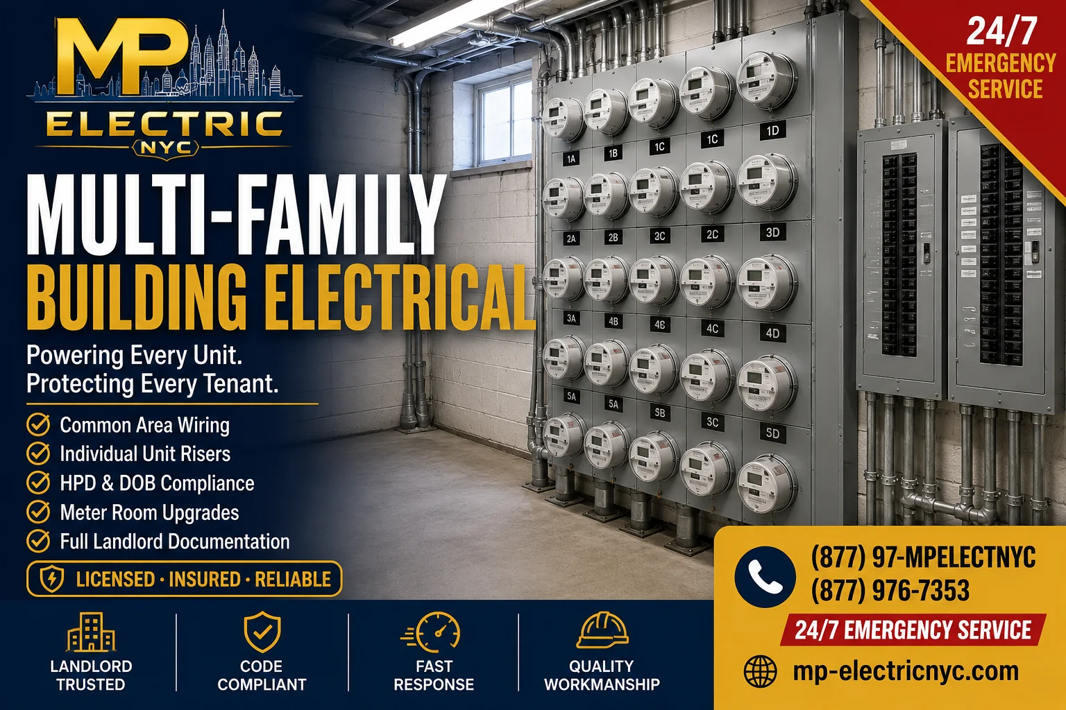 Multi-family meter bank and distribution — MP Electric NYC building electrical
