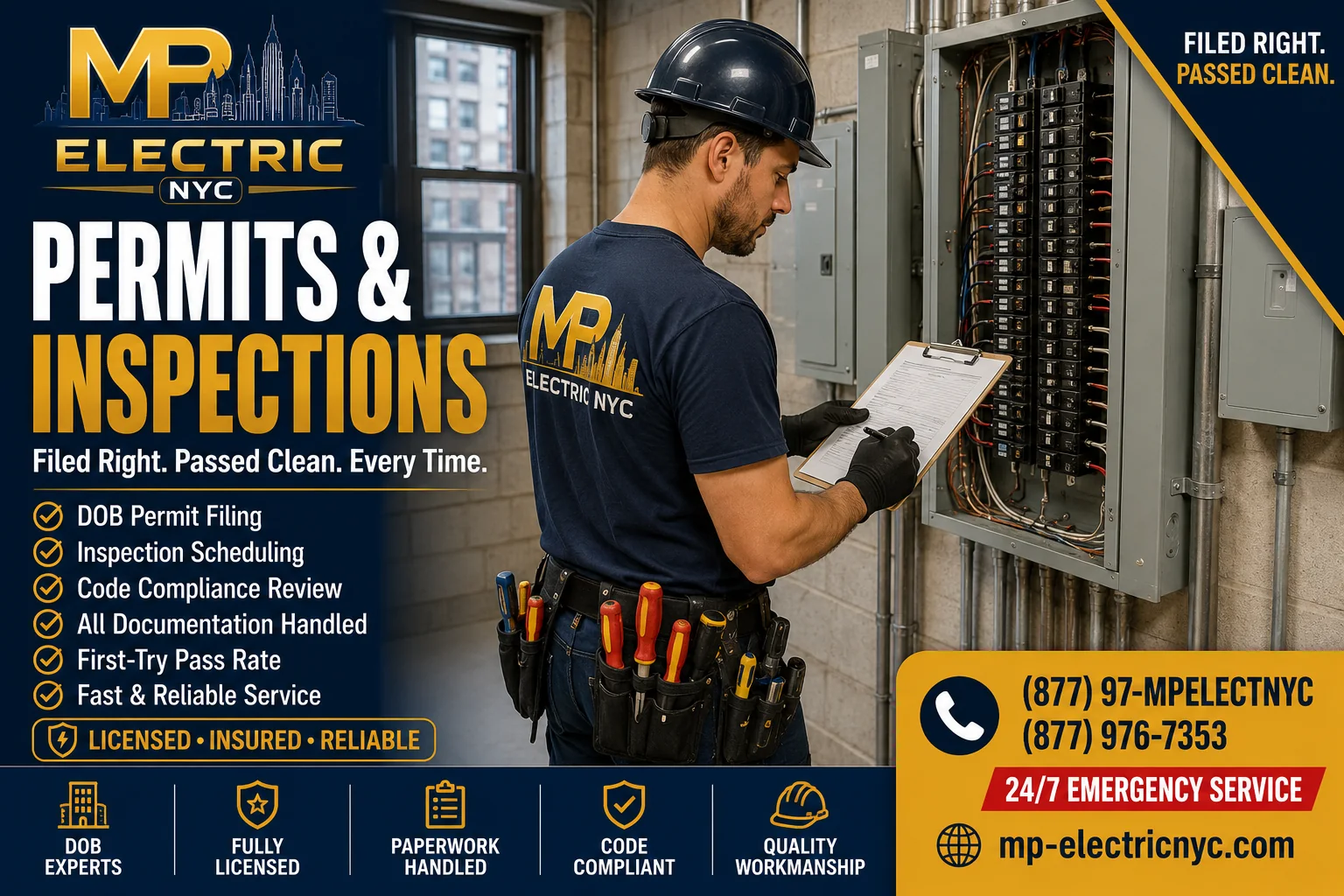 MP Electric NYC — DOB permits & inspections filed right, passed clean