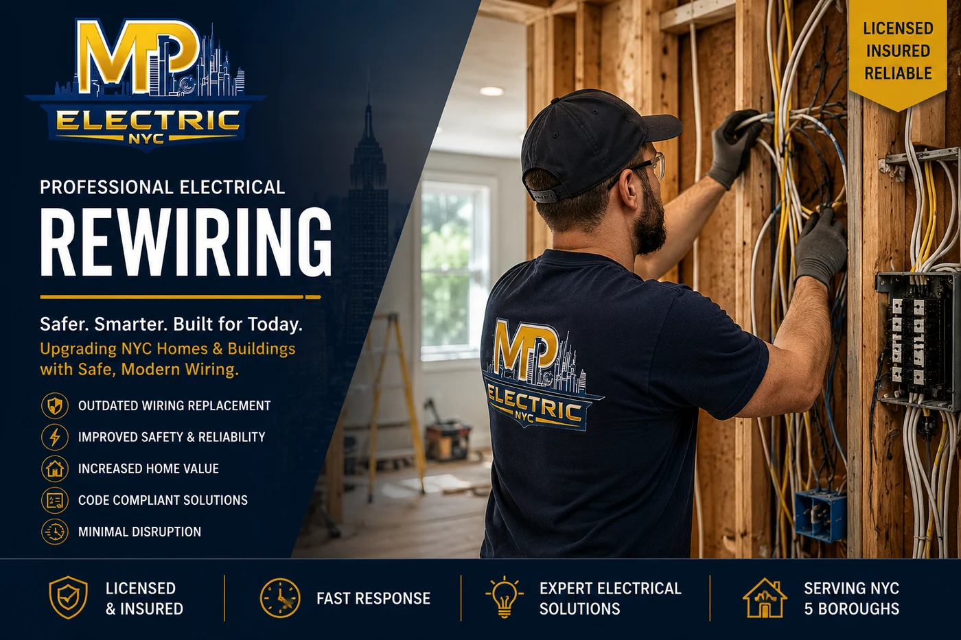 Professional electrical rewiring across NYC's five boroughs — MP Electric NYC