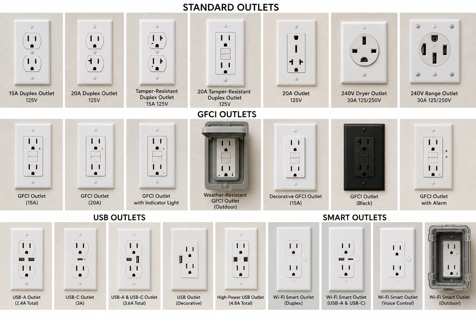 Outlet and receptacle types MP Electric installs in NYC