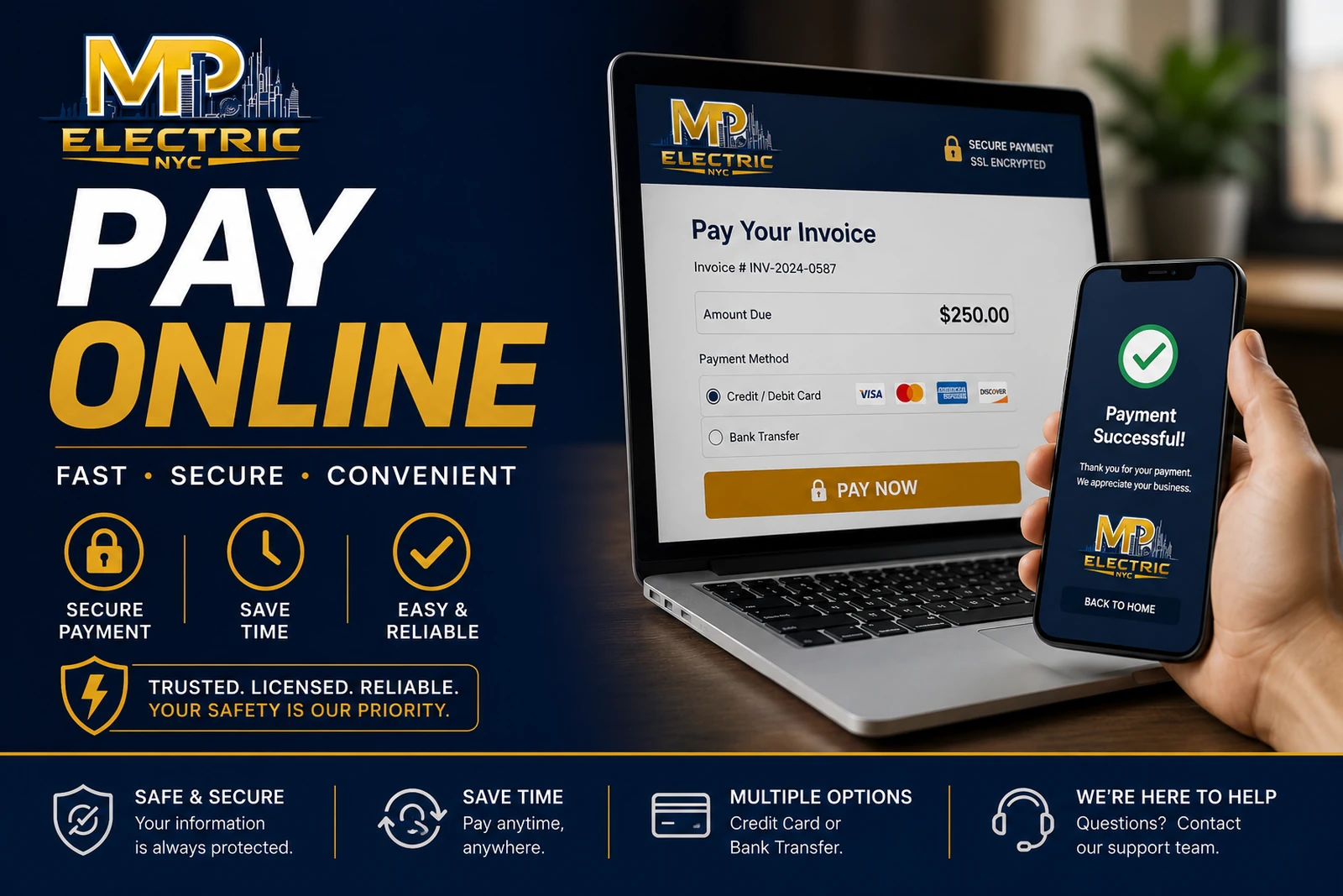 MP Electric NYC — Pay Online: fast, secure, convenient invoice payment