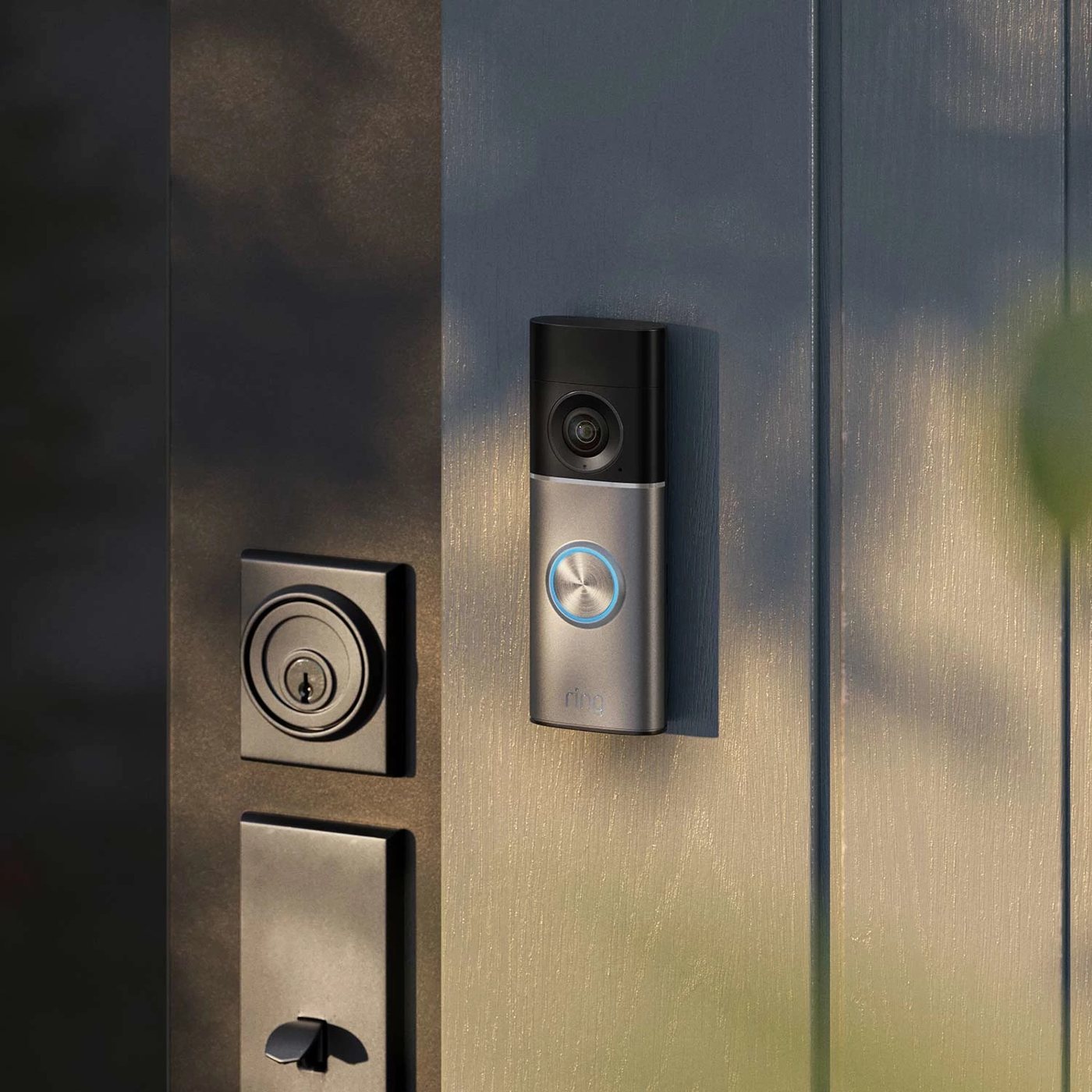 Ring video doorbell installed at a front door